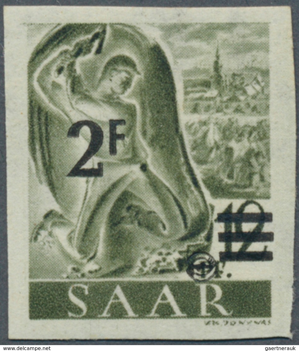 20693 Saarland (1947/56): 1947, 2 Fr Auf 12 Pf Urdruck Ungezähnt Postfrisch, Geprüft. - Unused Stamps