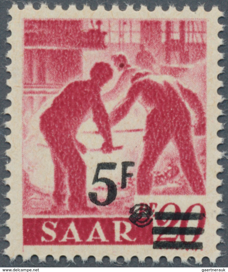 20696 Saarland (1947/56): 1947, 5 F. Auf 20 Pfg. Urdruck, Postfrisches Zentrisches Luxusstück, Signum A. B - Unused Stamps