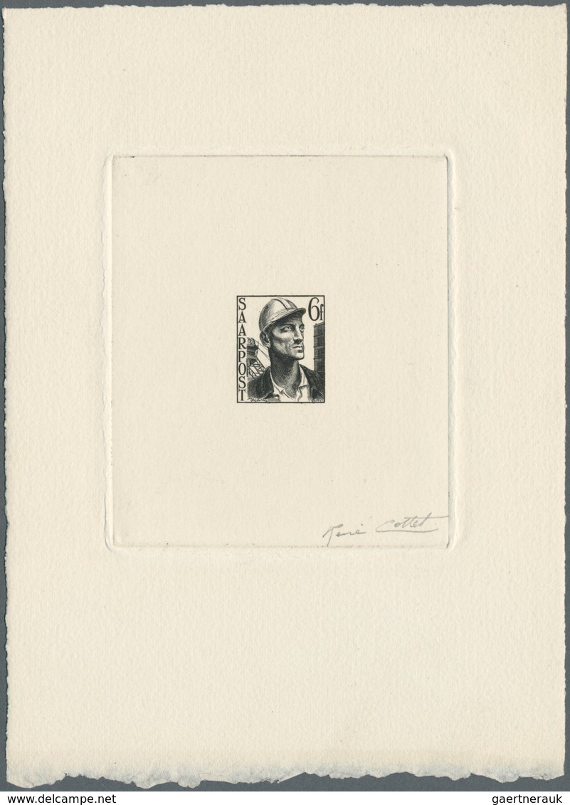 20700 Saarland (1947/56): 1948, 60 Fr. Freimarke Als épreuve D'artiste In Schwarz Mit Stecher-Unterschrift - Unused Stamps