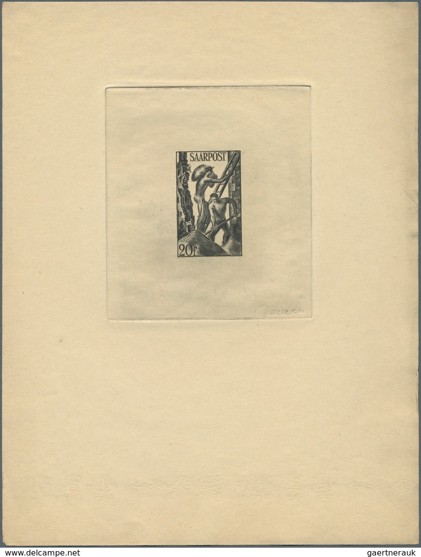 20704 Saarland (1947/56): 1948, 10 - 50 Fr. Freimarken, 4 Werte Als 'Épreuves D'artiste' In Schwarz Mit Kü - Unused Stamps