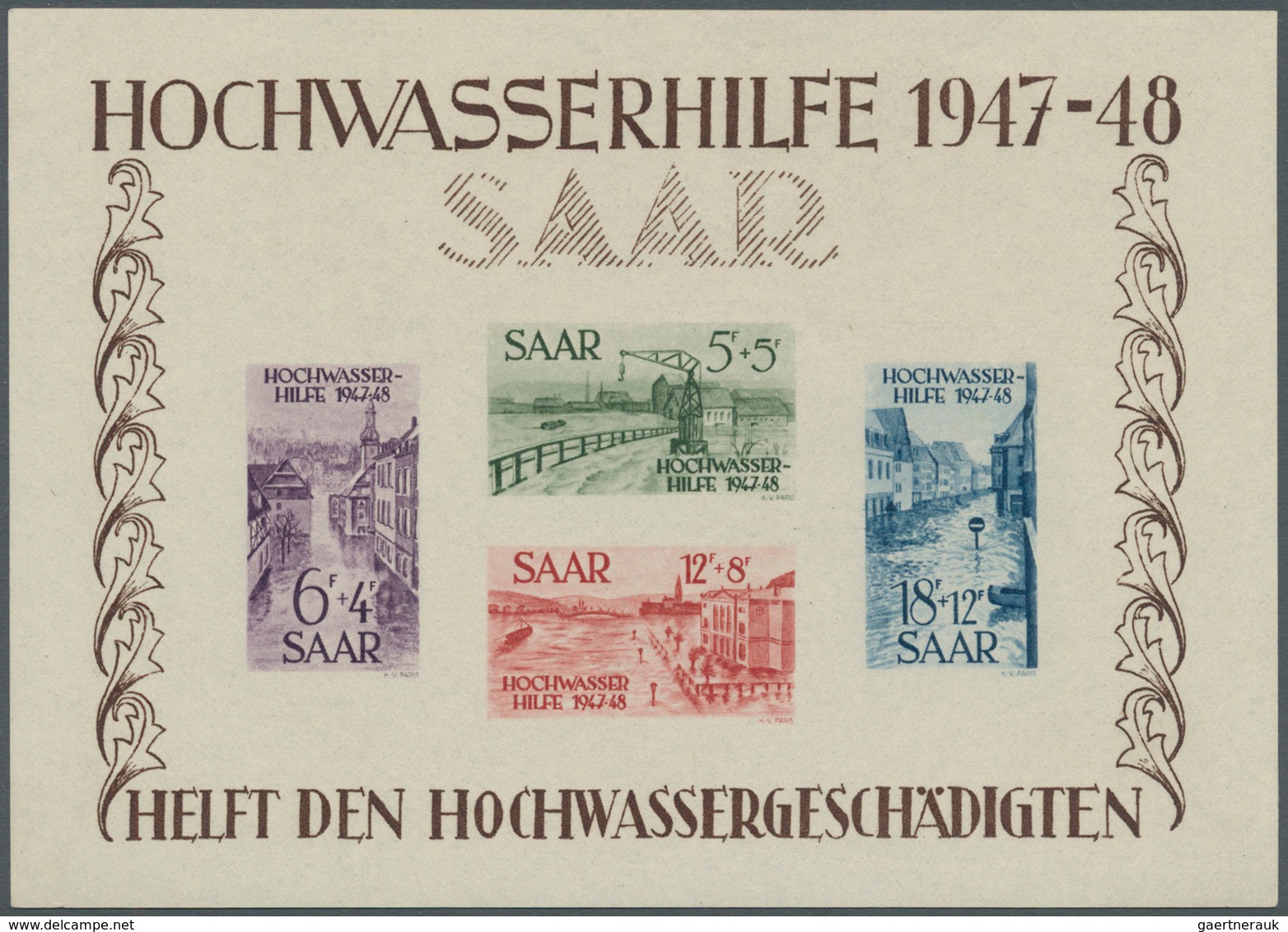 20710 Saarland (1947/56): 1948, Block "Hochwasserhilfe" Postfrisch, Signiert Hoffmann BPP - Unused Stamps