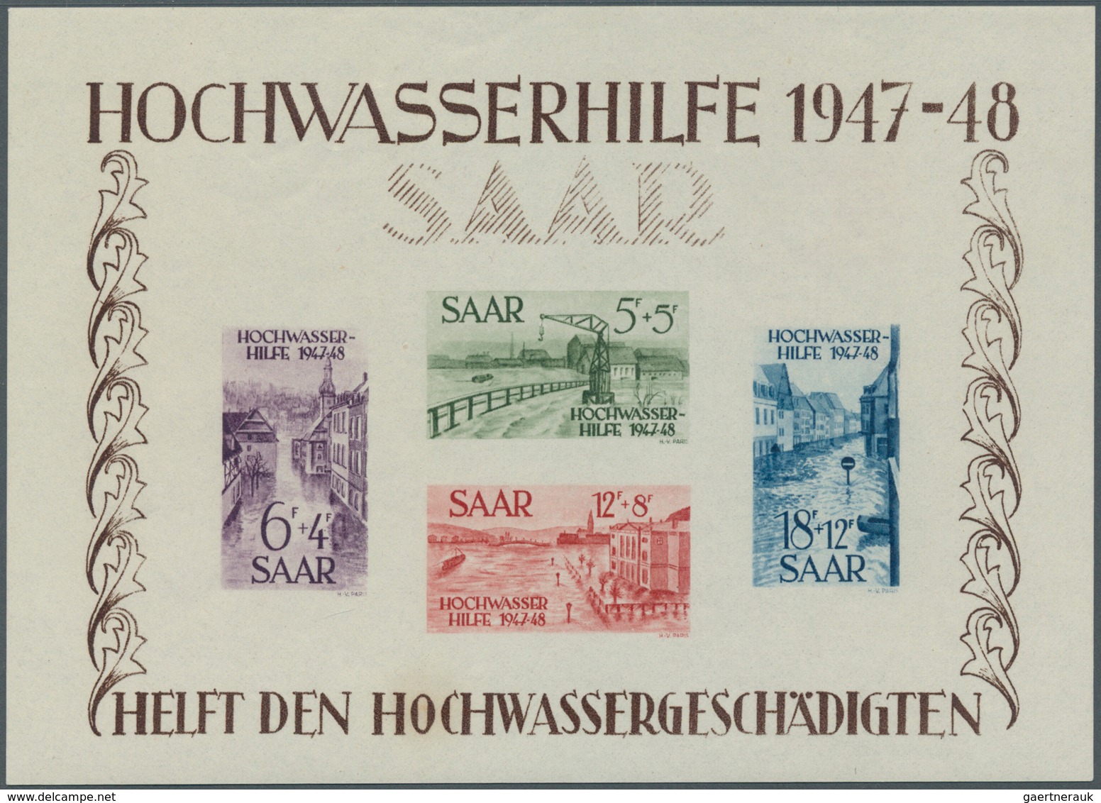 20711 Saarland (1947/56): 1948, Hochwasserhilfe, Einwandfrei Postfrisches Blockpaar Im Originalformat Ohne - Unused Stamps