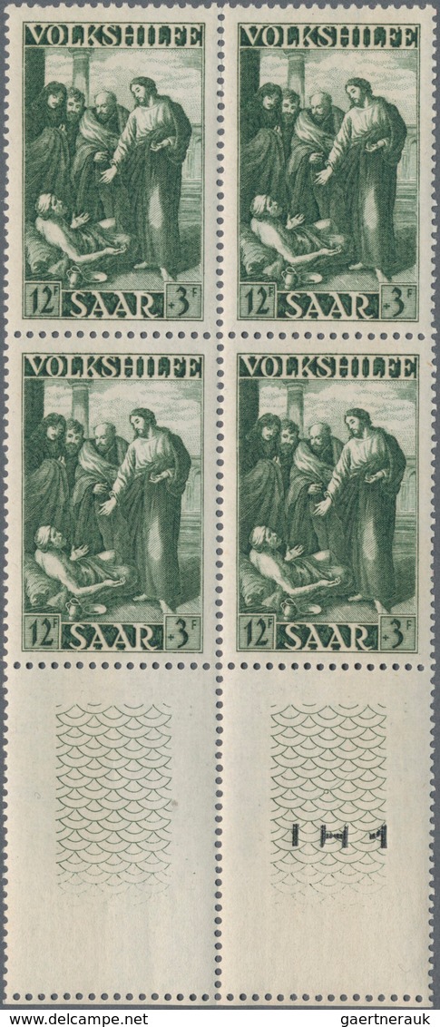 20721 Saarland (1947/56): 1949, Volkshilfe Als Kompletter 4-er Block Satz Vom Unterrand, 268, 269 Und 271m - Unused Stamps