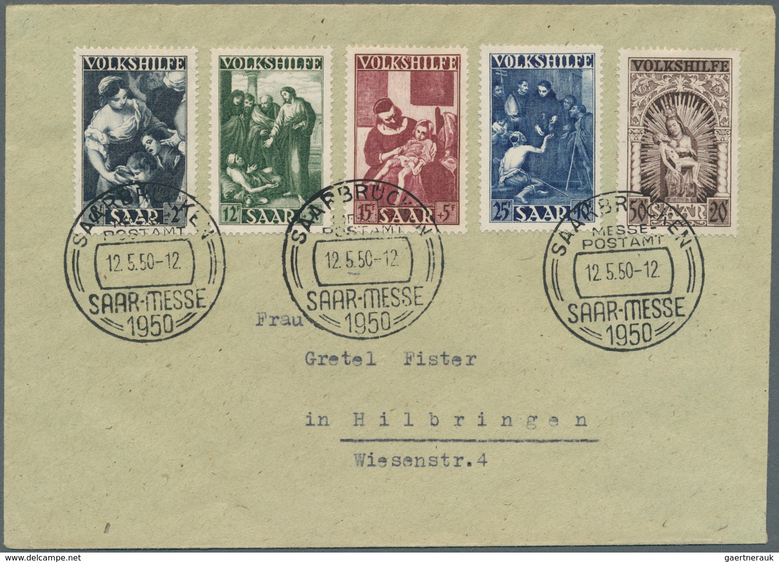 20723 Saarland (1947/56): 1949, Volkshilfe, Satzfrankatur Auf Brief Von "SAARBRÜCKEN MESSE-POSTAMT 12.5.50 - Unused Stamps