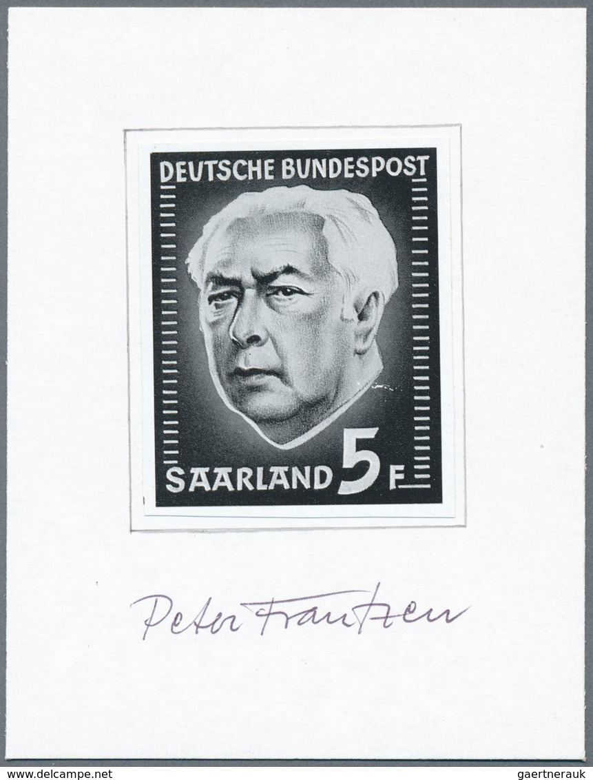 20733 Saarland (1947/56): 1957, Heuss, Künstler-Essay In Abweichender Zeichnung Und Nominalangabe Auf Glan - Unused Stamps