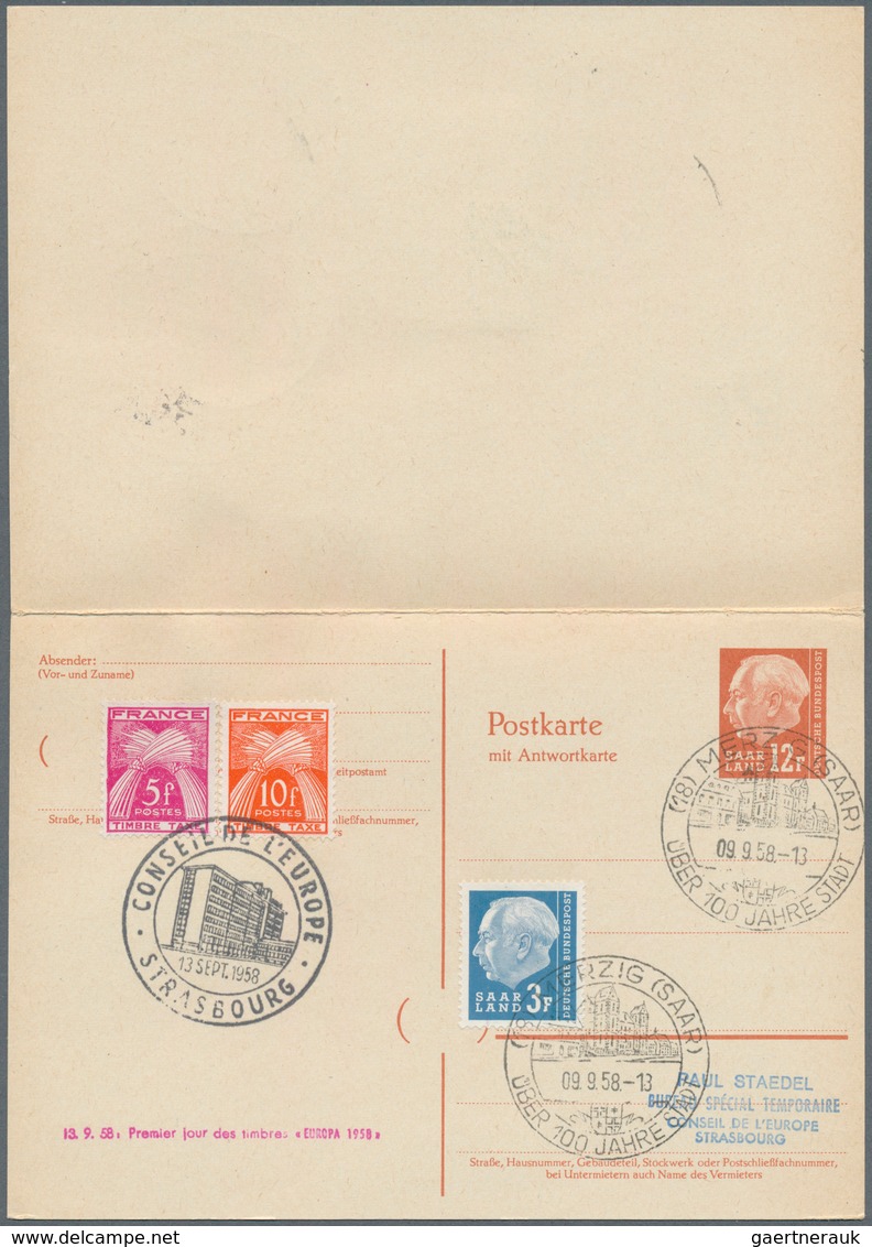 20734 Saarland (1947/56) - Ganzsachen: 1957, 12/12 F., 15/15 F. Und 18/18 F. Heuss Als Philatelistische Au - Other & Unclassified