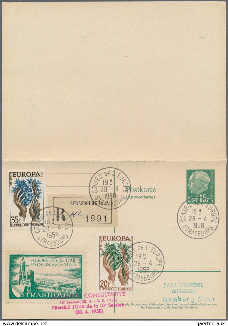 20734 Saarland (1947/56) - Ganzsachen: 1957, 12/12 F., 15/15 F. Und 18/18 F. Heuss Als Philatelistische Au - Other & Unclassified