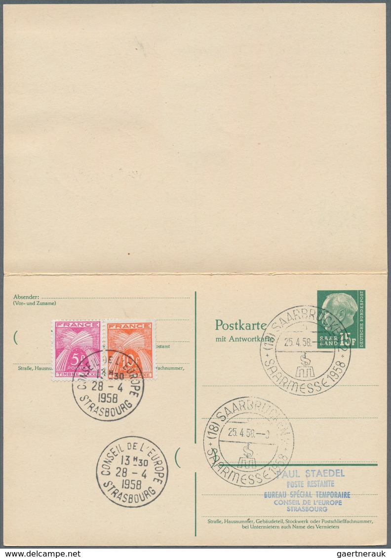 20734 Saarland (1947/56) - Ganzsachen: 1957, 12/12 F., 15/15 F. Und 18/18 F. Heuss Als Philatelistische Au - Other & Unclassified