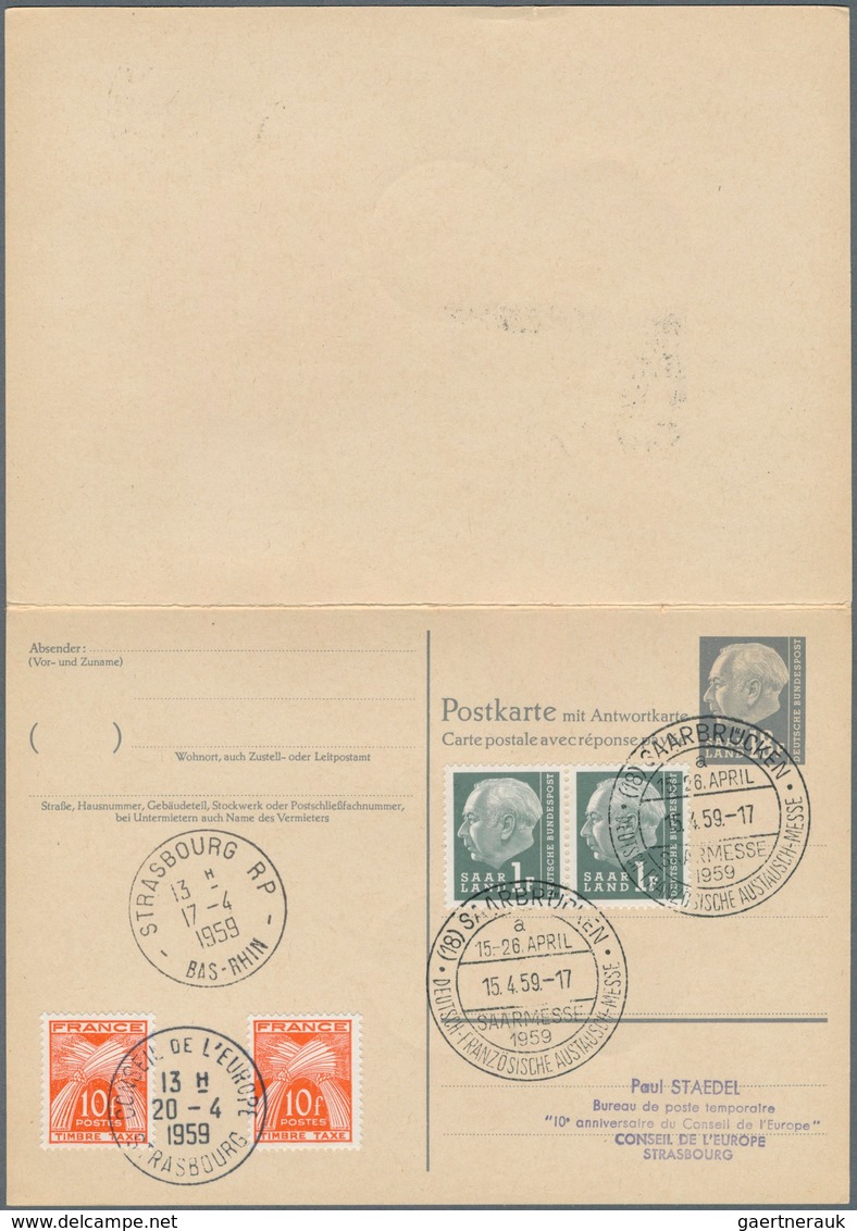 20734 Saarland (1947/56) - Ganzsachen: 1957, 12/12 F., 15/15 F. Und 18/18 F. Heuss Als Philatelistische Au - Other & Unclassified