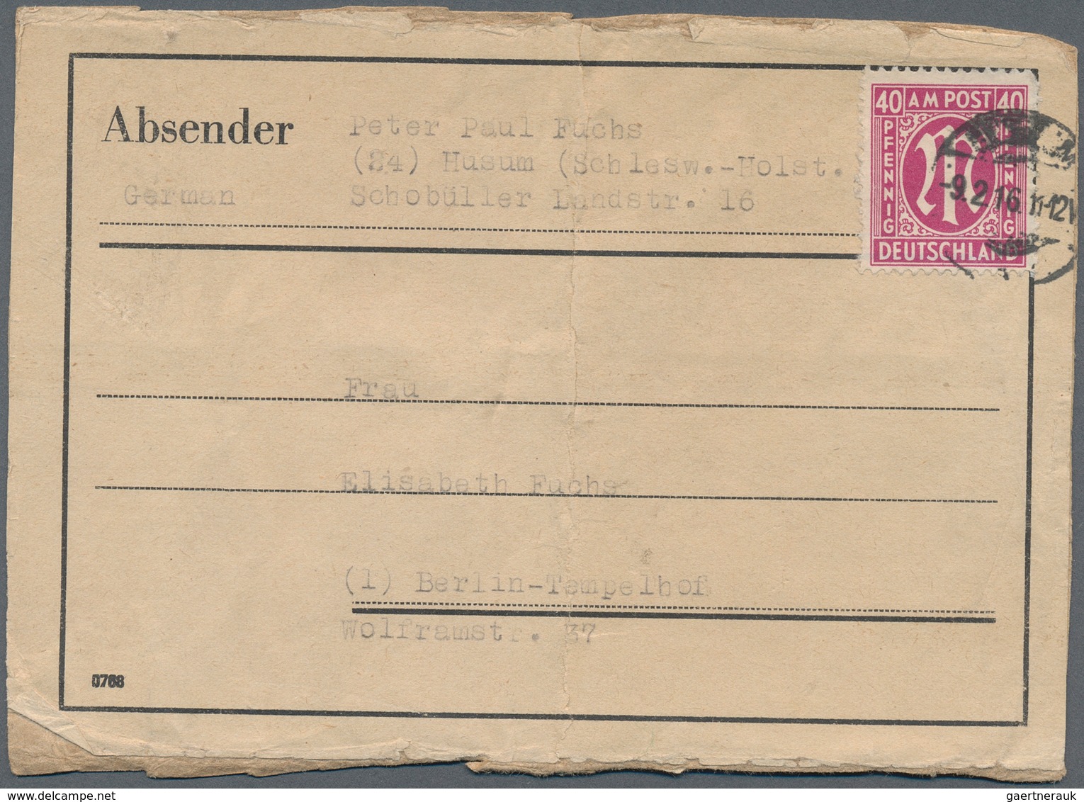 20746 Bizone: 1946, 40 Pfg. AM-Post Als Einzelfrankatur Auf Zwei Kompletten Päckchenadressen (Mittelbug) V - Andere & Zonder Classificatie