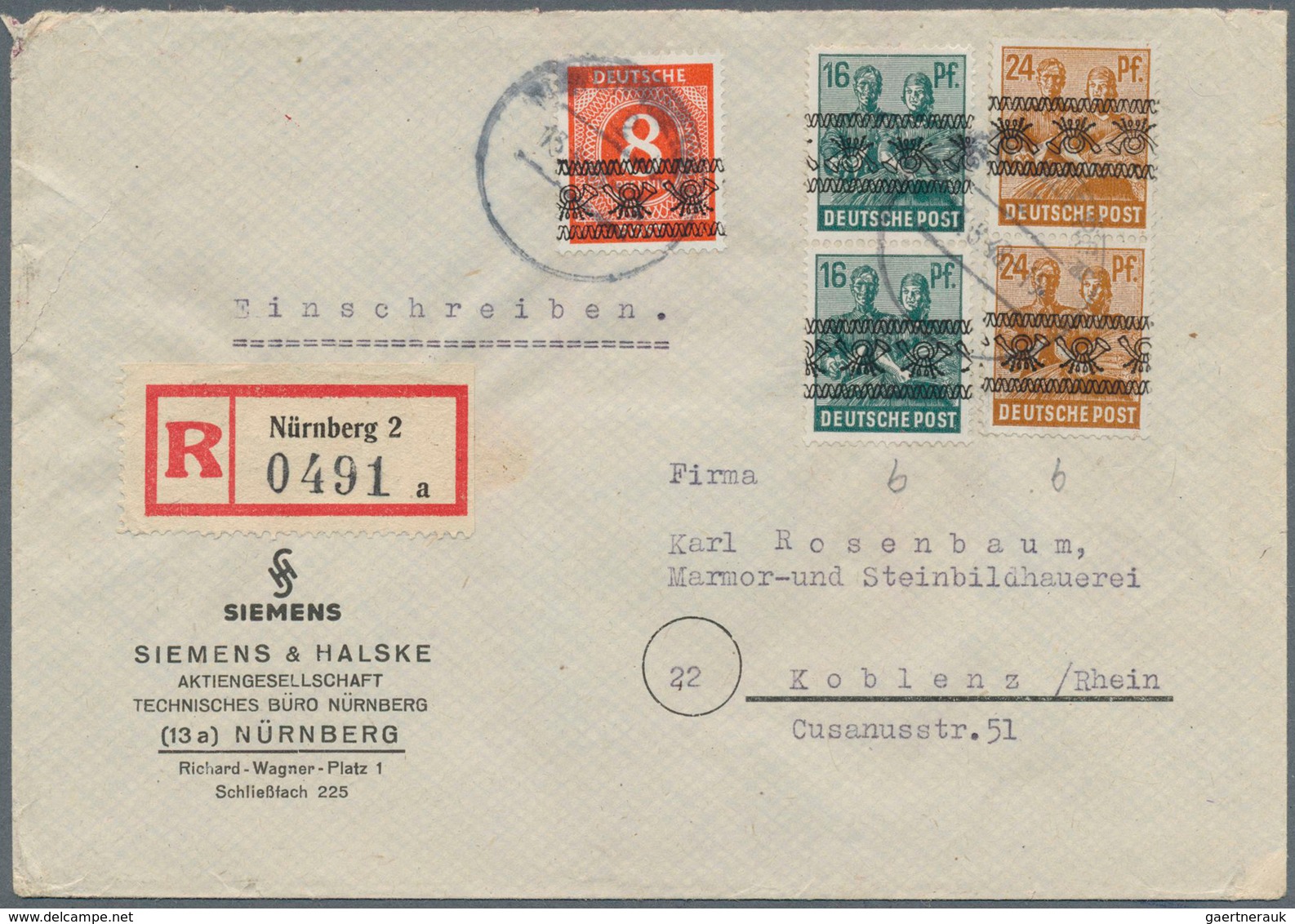 20759 Bizone: 1946, Arbeiterserie Mit Bandaufdruck, 16 Pf Und 25 Pf Je Senkrechtes Paar Davon Ein Wert Mit - Other & Unclassified