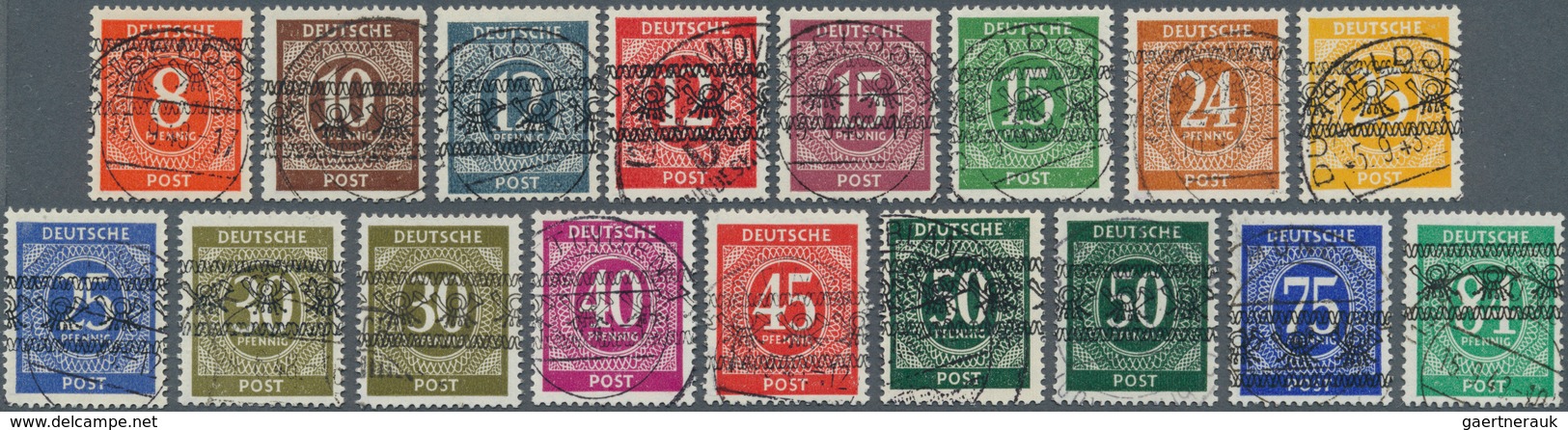 20766 Bizone: 1948. Bandaufdrucke 8 Pf Bis 84 Pf, Dabei 30 Pf Und 50 Pf Je Zweimal (Farben), Insgesamt 17 - Other & Unclassified