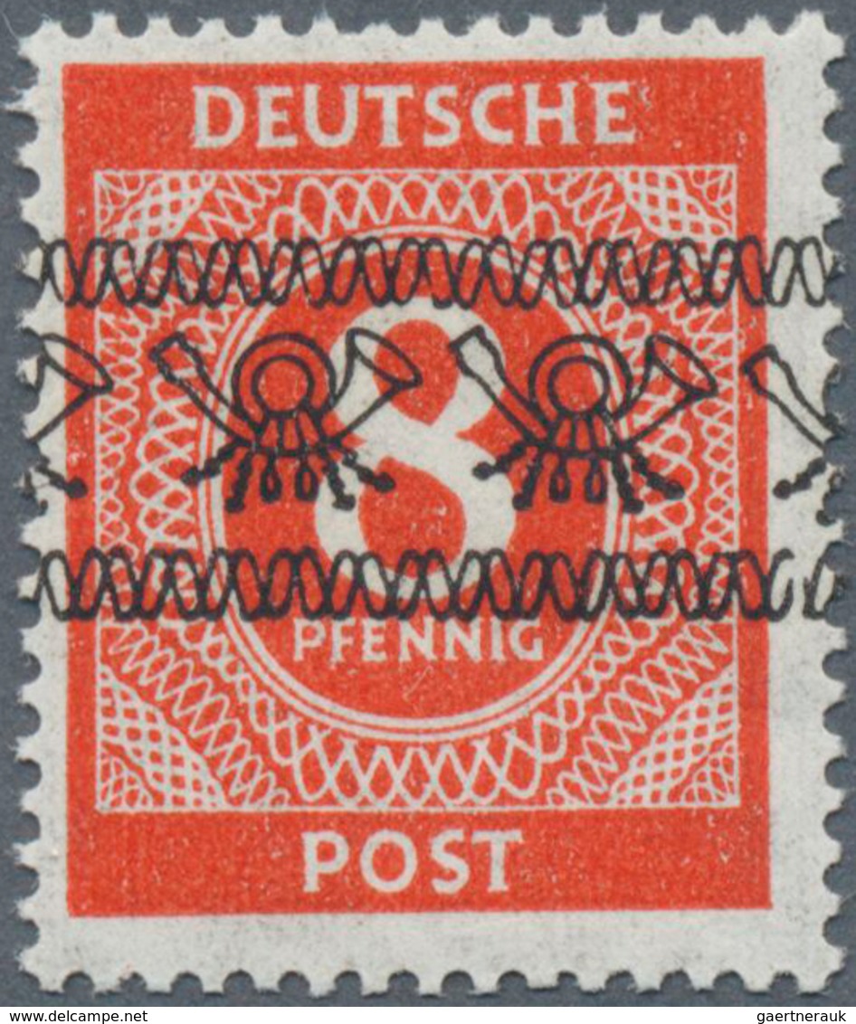 20768 Bizone: 1948, 8 Pf Ziffer Orangerot Mit Bandaufdruck, Dünnes Papier, Tadellos Postfrisch, "echt Und - Other & Unclassified