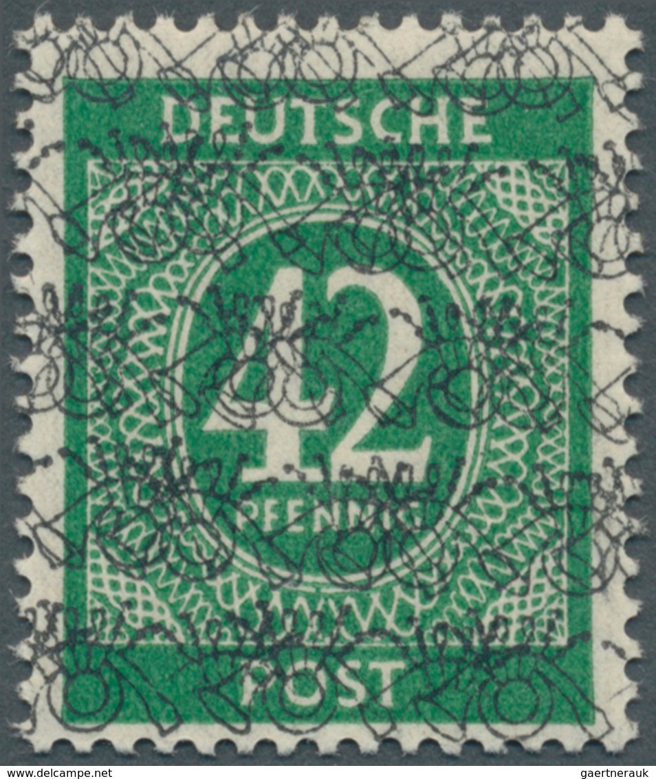 20773 Bizone: 1948: 42 Pfg Ziffernserie Grün Mit DOPPELTEM, KOPFSTEHENDEM Posthörnchen-Netzaufdruck. Attes - Other & Unclassified