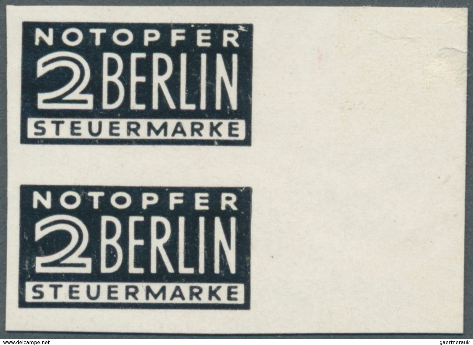 20791 Bizone - Zwangszuschlagsmarken: 1948, Probedruck Als Senkrechtes Paar Vom Rechten Bogenrand In Schwa - Other & Unclassified