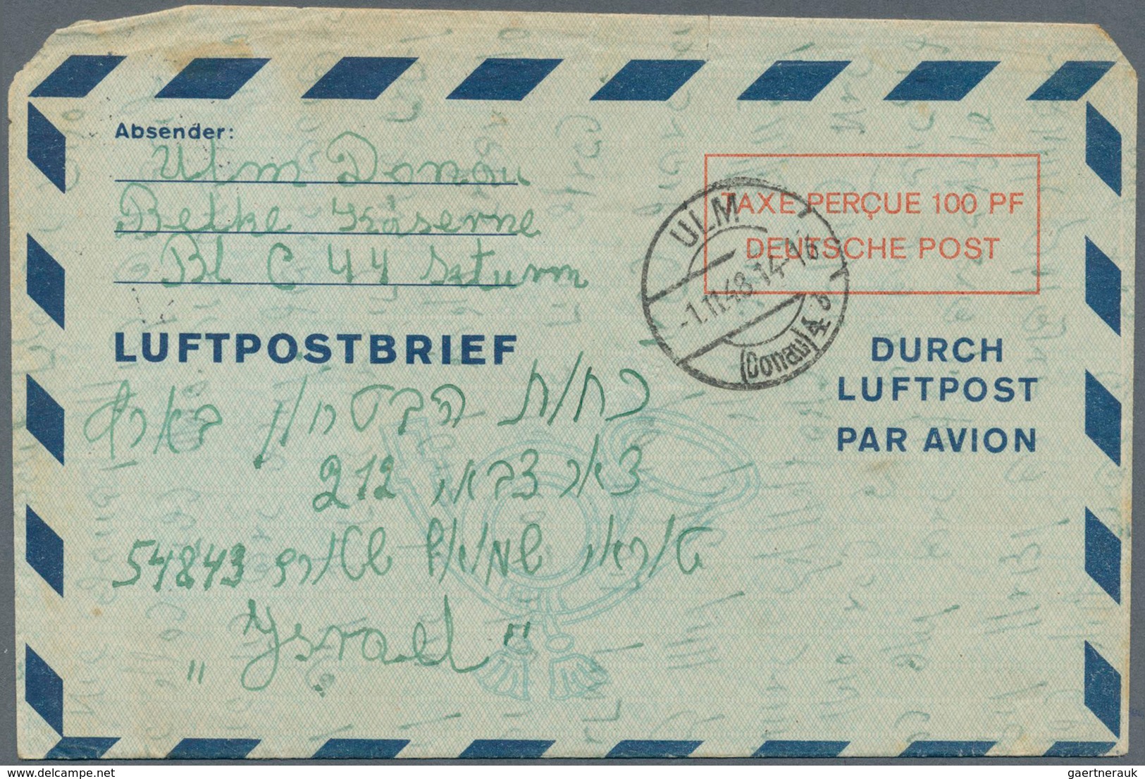 20798 Bizone - Ganzsachen: 1948/1949, 100 PF. Luftpostfaltbrief In Type II Zweimal, 100 PF Luftpostfaltbri - Other & Unclassified