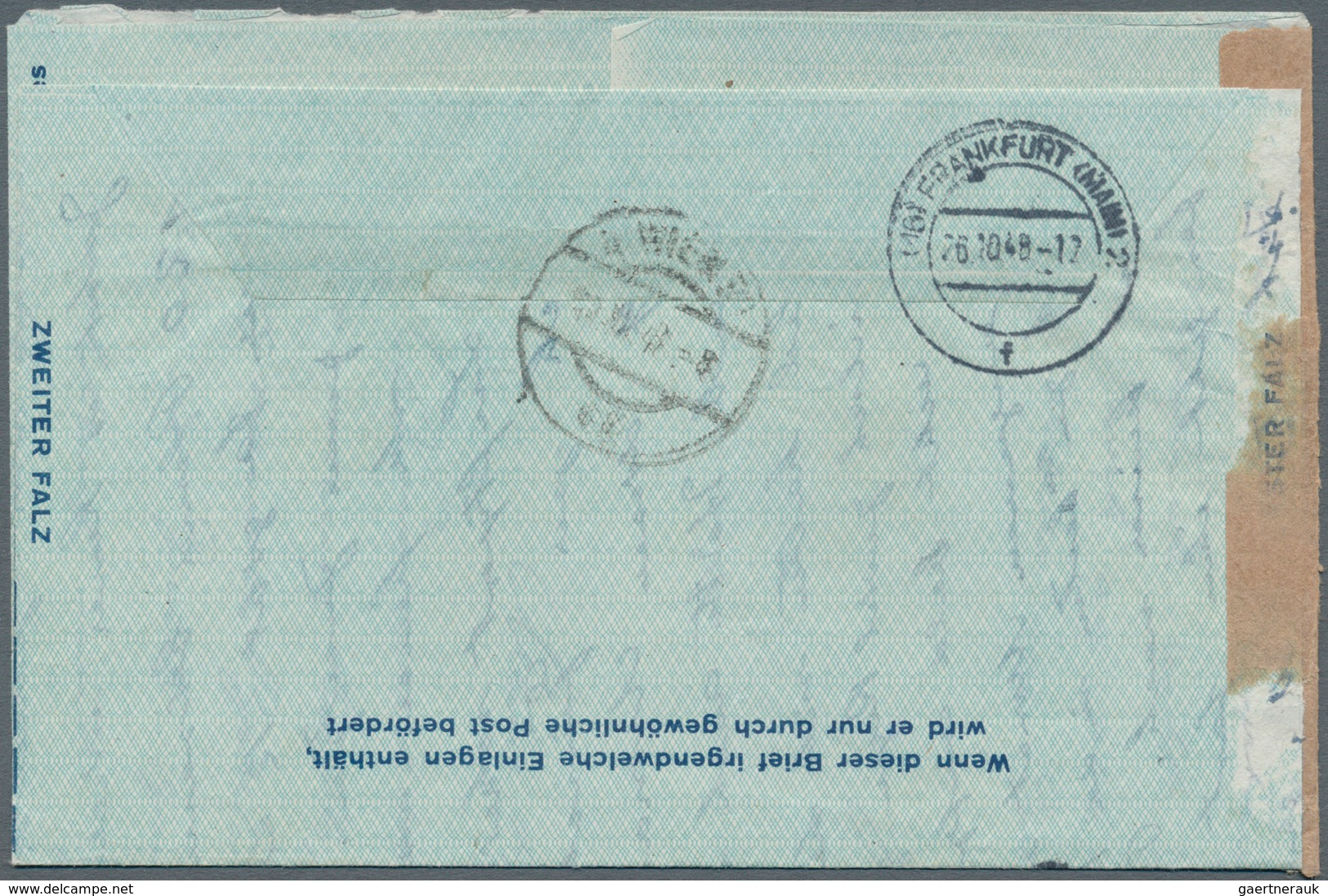 20799 Bizone - Ganzsachen: 1948, 100 Pfg Ganzsachen-Luftpostleichtbrief, Type I Gebraucht Zum Neuem Tarif - Other & Unclassified