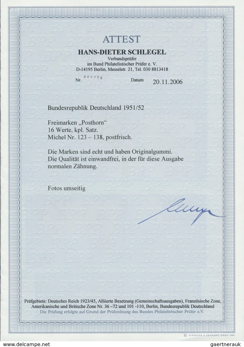 20808 Bundesrepublik Deutschland: 1951, Freimarken Posthorn, Komplette Serie Postfrisch Zum Teil Ränder Un - Other & Unclassified
