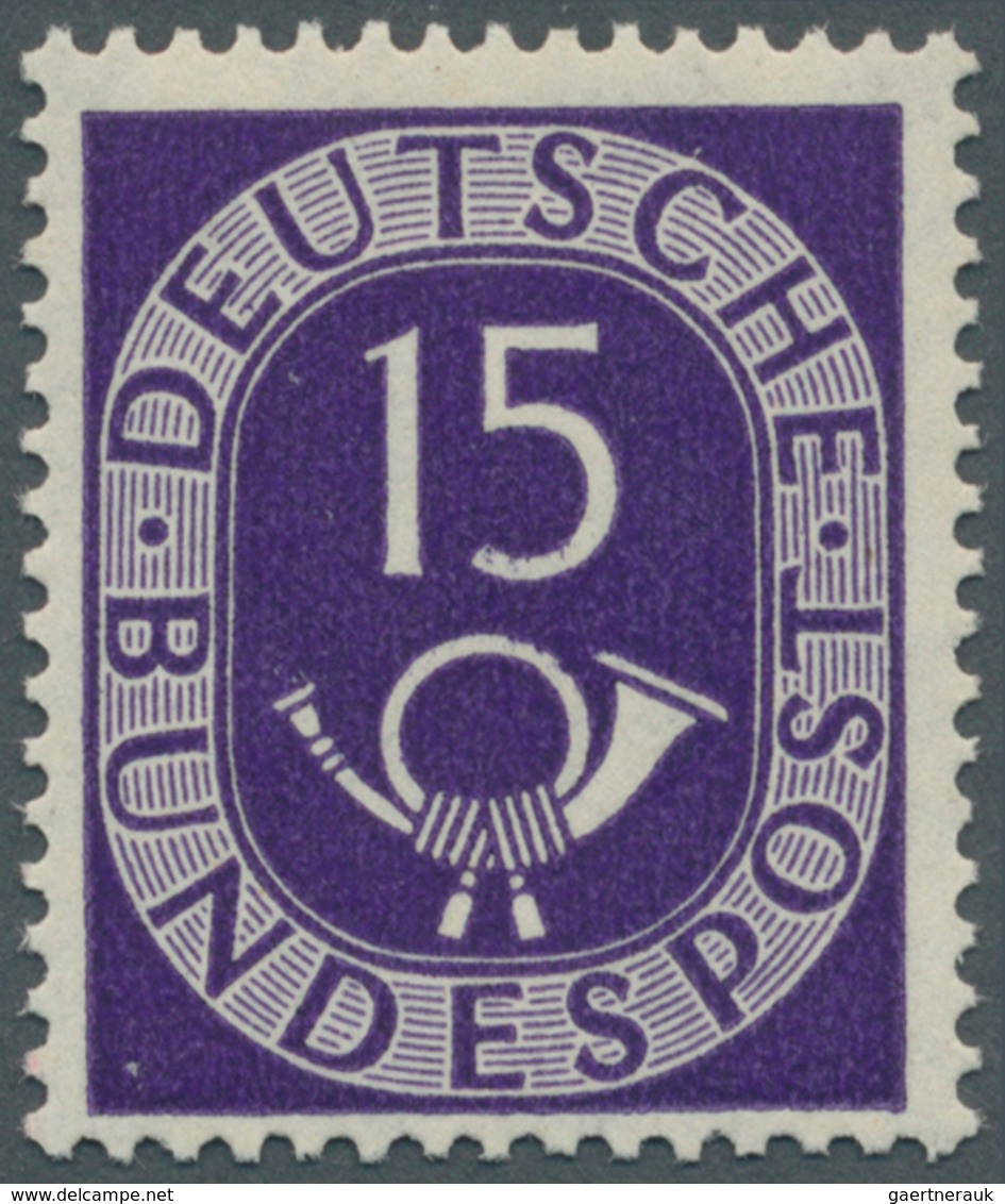 20823 Bundesrepublik Deutschland: 1951, 15 Pfg. Posthorn Mit Wasserzeichen 4Z, Postfrisch, Unsigniert. Fot - Other & Unclassified