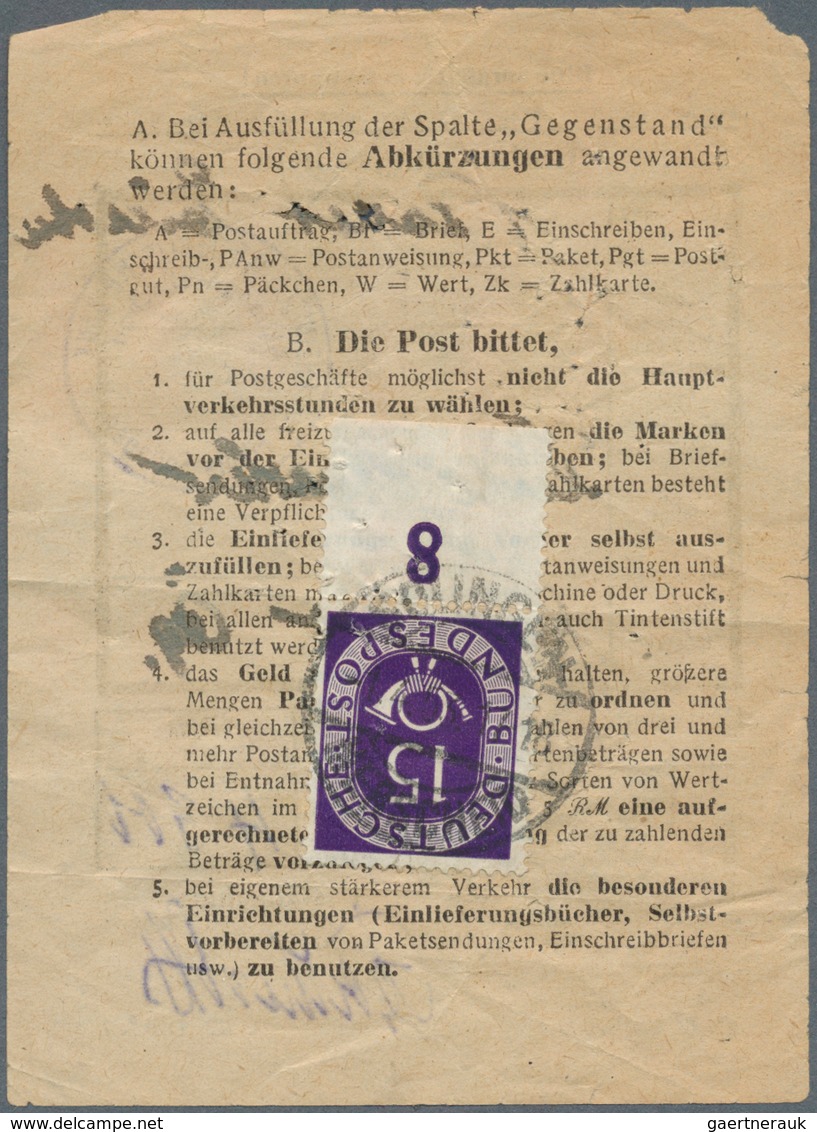 20824 Bundesrepublik Deutschland: 1953 (3.4.), 15 Pfg. Freimarke Posthorn Mit Unterrand (rs.) Als Einzelfr - Other & Unclassified