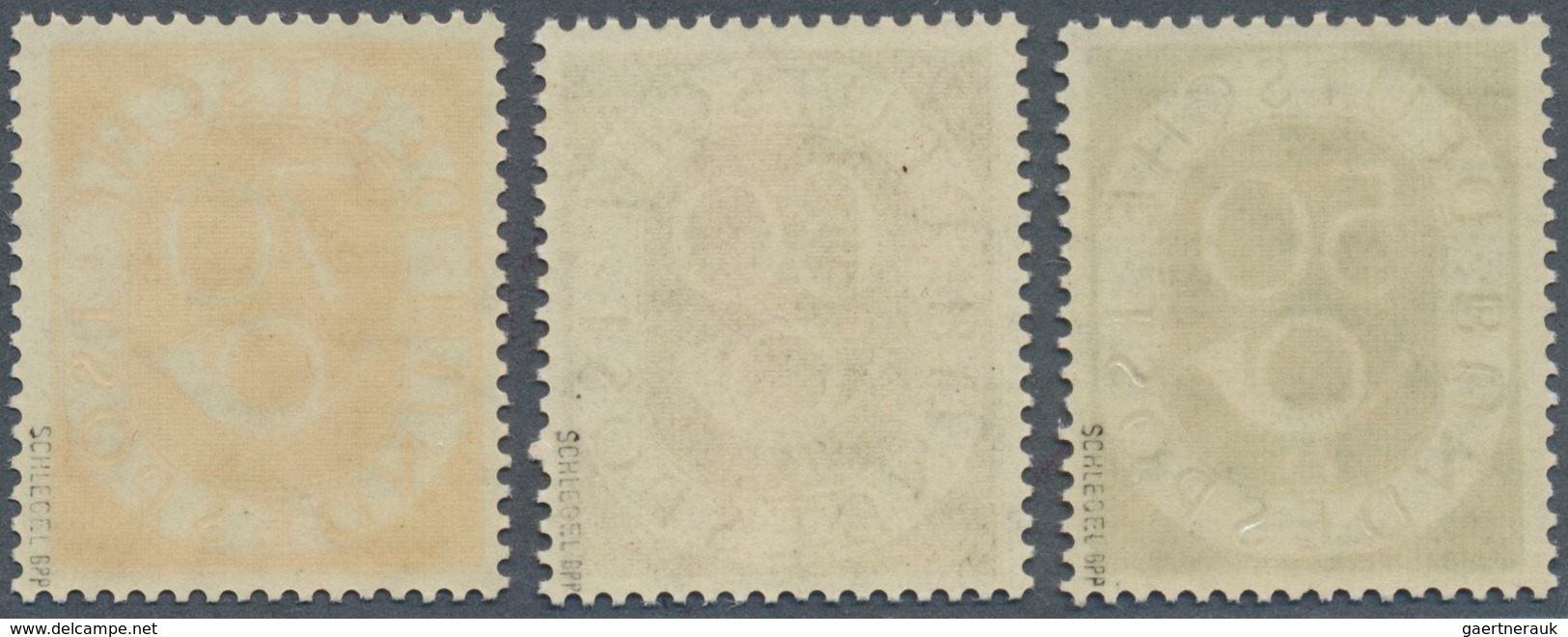 20829 Bundesrepublik Deutschland: 1951, 50 - 70 Pfg. Posthorn, Tiefgeprüft Schlegel BPP, Mi. 850,- Euro - Other & Unclassified