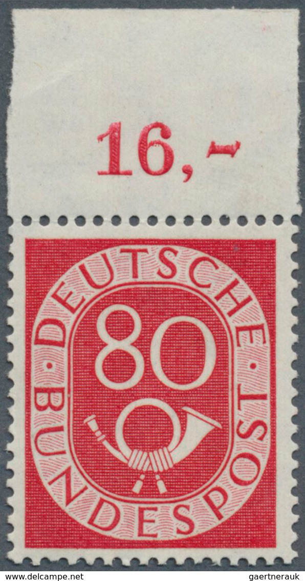 20835 Bundesrepublik Deutschland: 1951, 80 Pfg. Posthorn Vom Oberrand, Vorgefaltet, Unsigniert, Mi. 500,- - Other & Unclassified