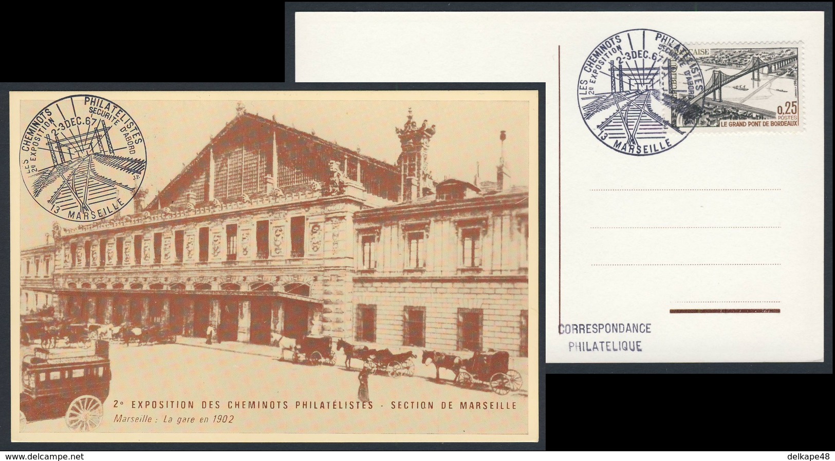 France Rep. Française 1967 Postcard / Postkarte / Carte Postale - Gare Marseille (1902) / Railway Station / Bahnhofe - Treinen