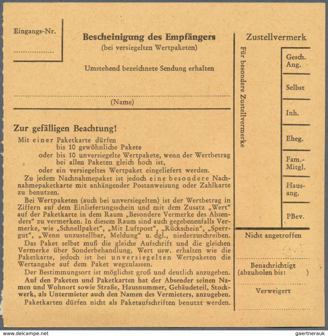 20863 Bundesrepublik Deutschland: 1963, Drei Paketkartenstammteile Jeweils Mit Reiner Mehrfachfrankatur Be - Other & Unclassified