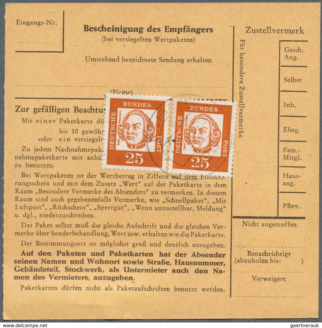 20863 Bundesrepublik Deutschland: 1963, Drei Paketkartenstammteile Jeweils Mit Reiner Mehrfachfrankatur Be - Other & Unclassified