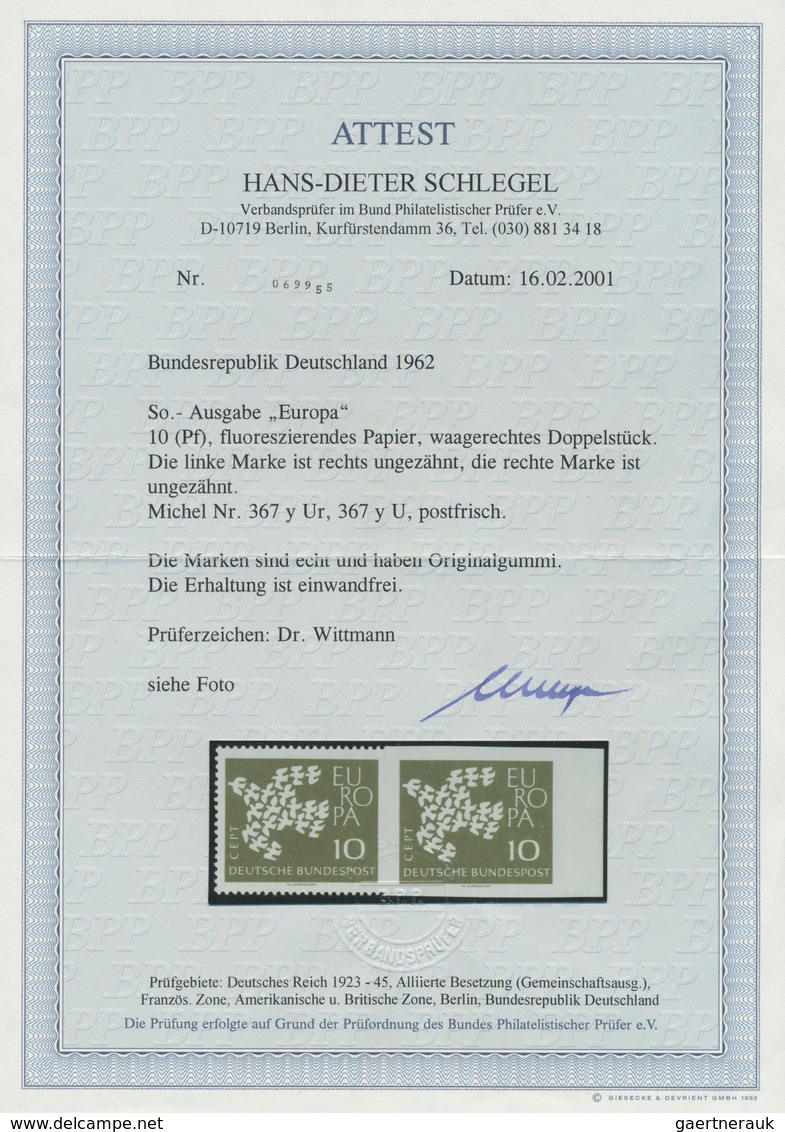 20866 Bundesrepublik Deutschland: 1962. Europa-Ausgabe 10 Pf Taube Als Waagerechtes Doppelstück. Die Linke - Other & Unclassified