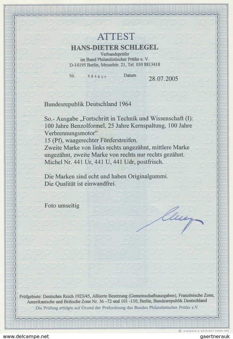 20874 Bundesrepublik Deutschland: 1964, 15 Pfg. Im Dreierstreifen, Dabei Alle 3 Zähnungsabarten In Diesem - Other & Unclassified