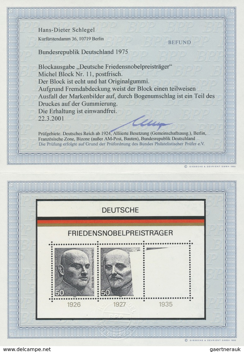 20894 Bundesrepublik Deutschland: 1975, 50 Pfg. "Friedensnobelträger-Block" Postfrisches Luxusstück, Aufgr - Other & Unclassified