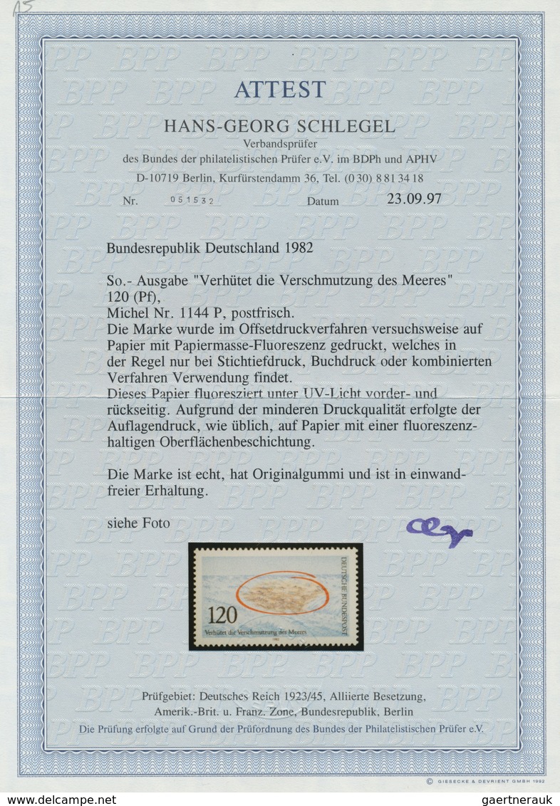 20899 Bundesrepublik Deutschland: 1982: Versuchsdruck Auf Massegefärbtem Papier Der Sonderausgabe "Verhüte - Other & Unclassified