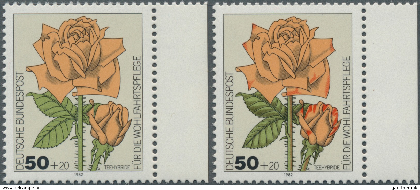 20901 Bundesrepublik Deutschland: 1982, 50 Pfg. "Gartenrosen - Teehybride", Rote Farbe In Blüten Fehlt, Re - Other & Unclassified