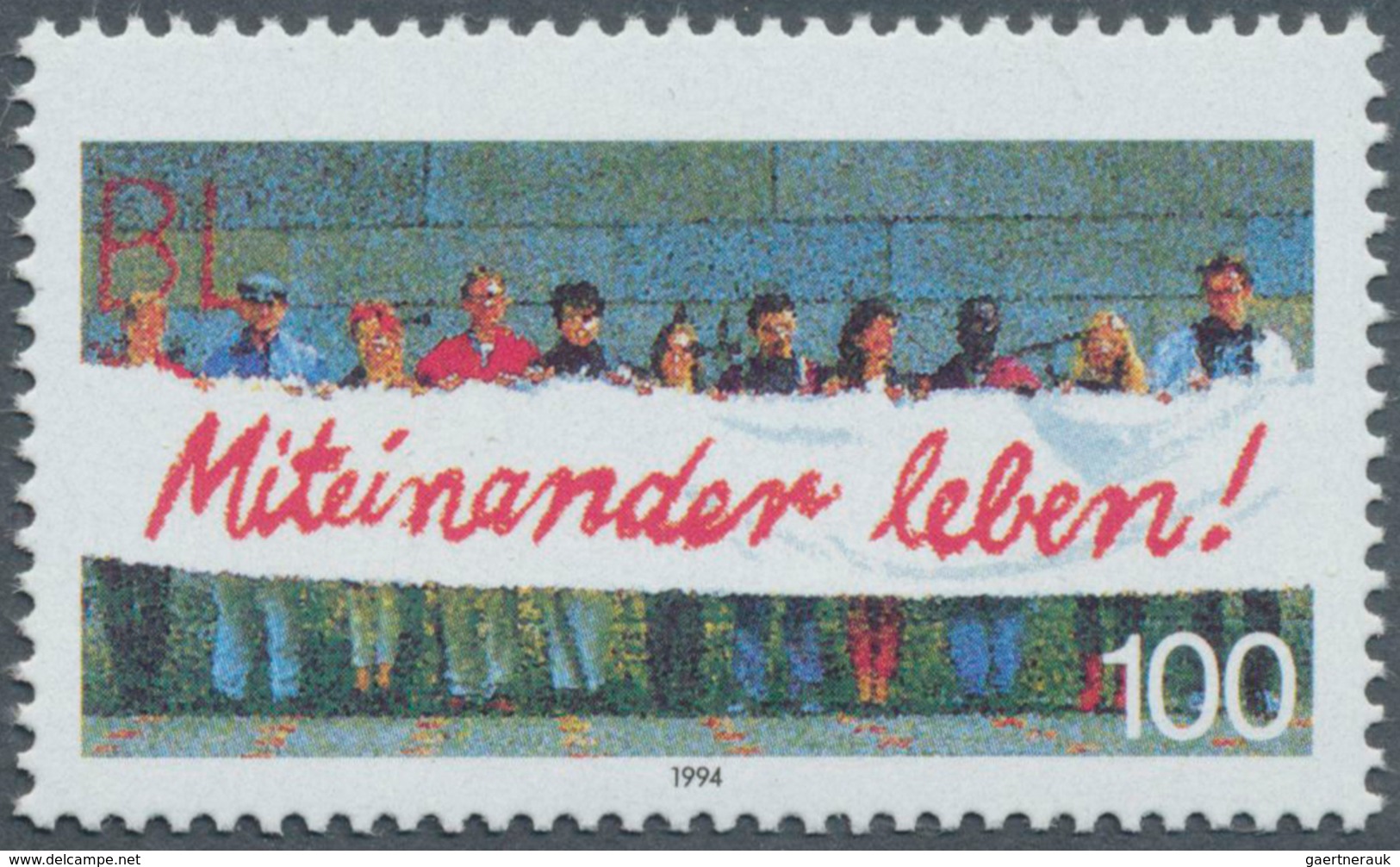 20908 Bundesrepublik Deutschland: 1994: 100 Pf Miteinander Leben, Farben Gelborange (Landesname) Und Rötli - Other & Unclassified