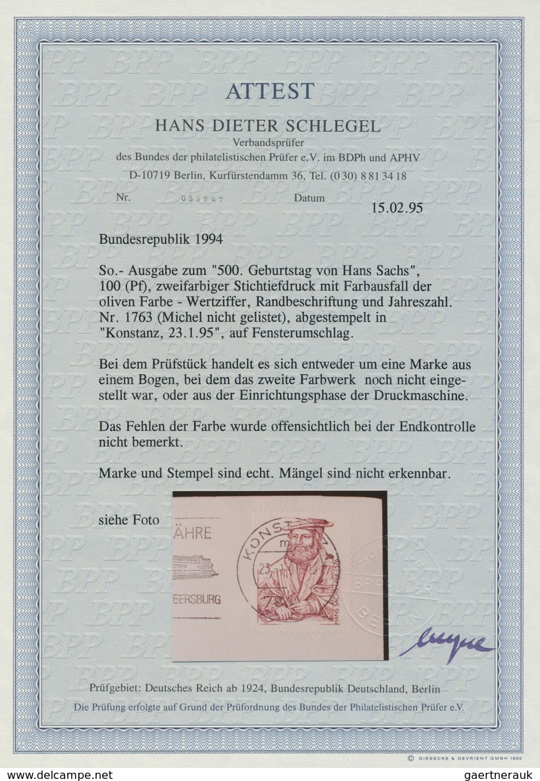 20910 Bundesrepublik Deutschland: 1995, 100 Pfg. "500 Geburtstag Von Hans Sachs" Auf Portogerechtem Fenste - Other & Unclassified