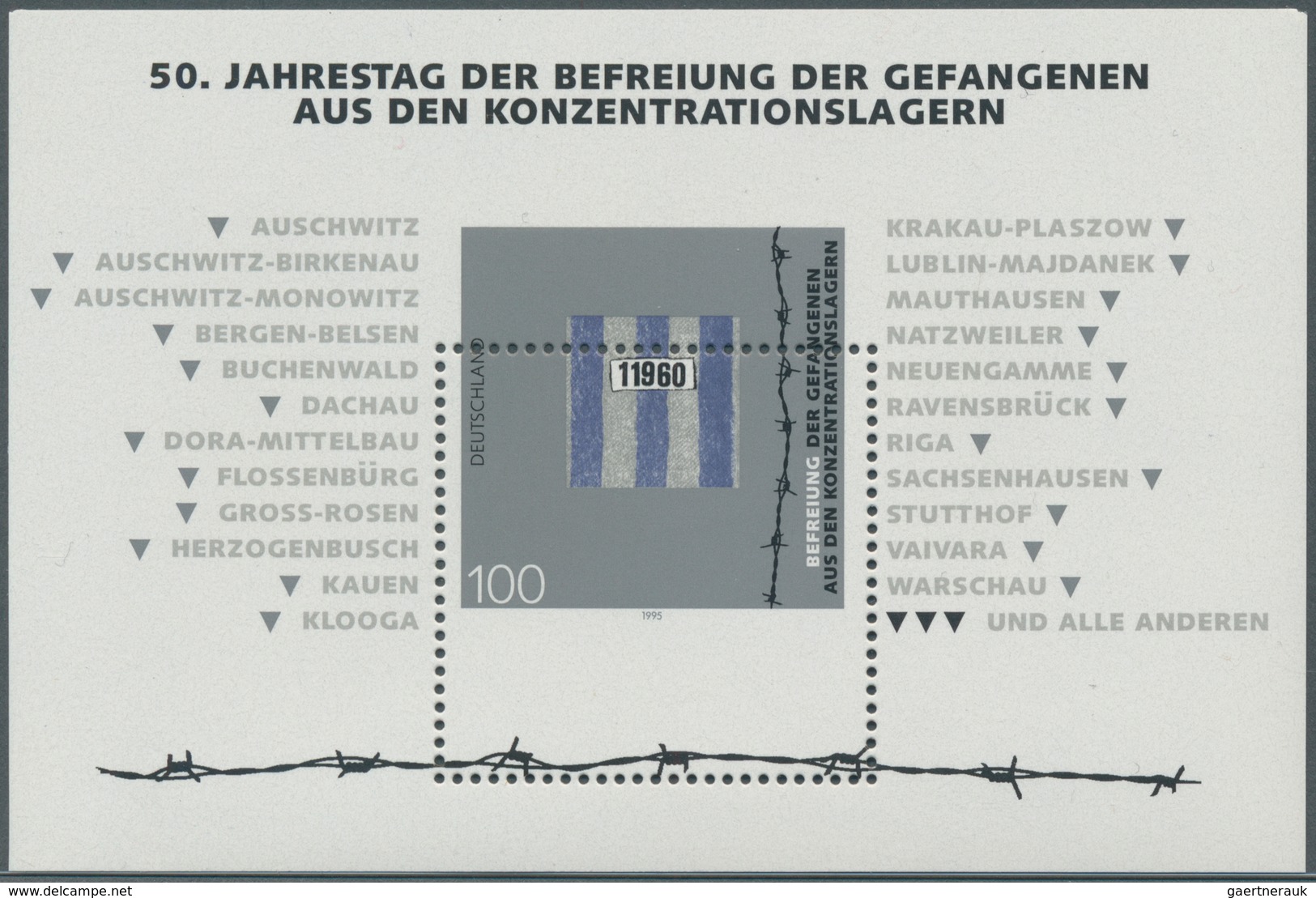 20911 Bundesrepublik Deutschland: 1995, 100 Pfg. "50 JAHRESTAG DER BEFREIUNG DER GEFANGENEN AUS DEN KONZEN - Other & Unclassified