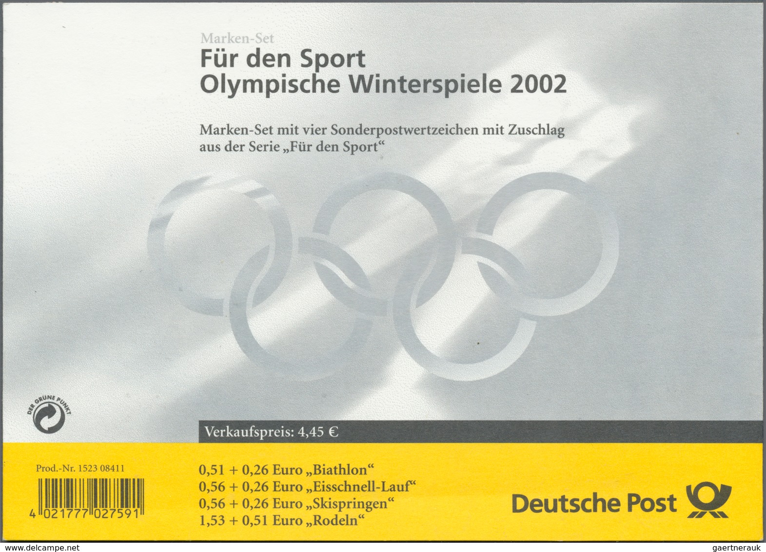 20919 Bundesrepublik Deutschland: 2002. Heftchenblatt 46 Aus Markenheft 47 "Olympische Winterspiele, Salt - Other & Unclassified