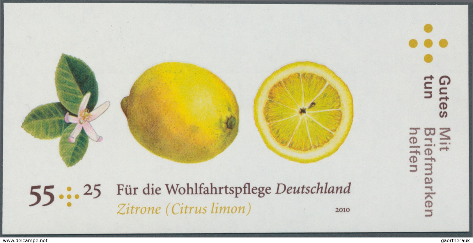 20924 Bundesrepublik Deutschland: 2010, 55 C. Zitrone, Ungezähntes Randstück, Postfrisch. - Other & Unclassified
