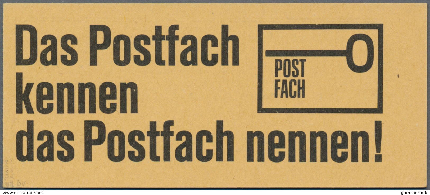 20931 Bundesrepublik - Markenheftchen: 1967, Brandenburger Tor, Reklame ''Postfach'', Versuchsauflage Mit Di - Other & Unclassified