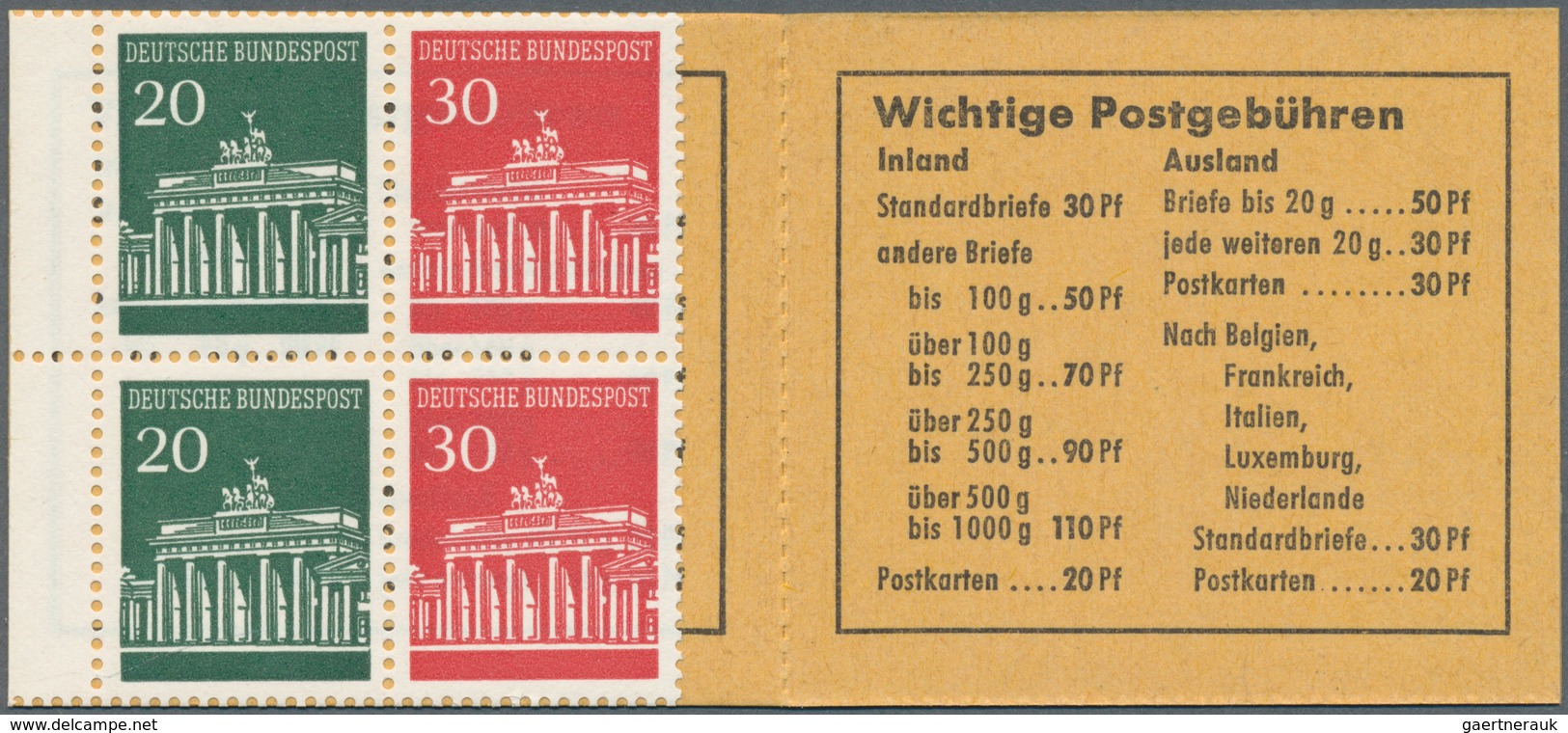 20932 Bundesrepublik - Markenheftchen: 1968, Brandenburger Tor, Markenheftchen Zu 1 DM Mit Der Seltenen Re - Other & Unclassified