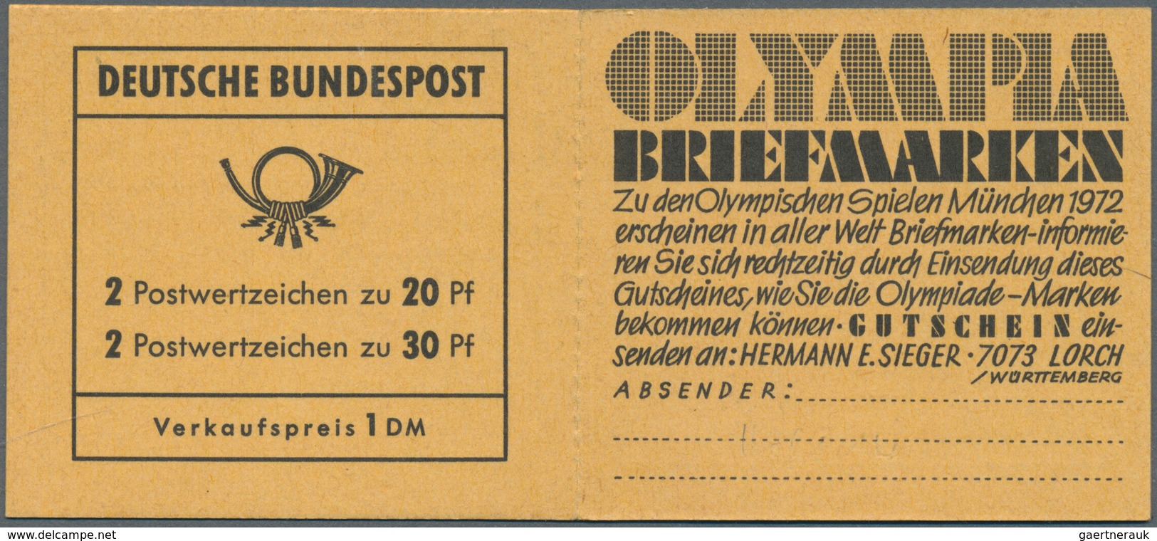 20932 Bundesrepublik - Markenheftchen: 1968, Brandenburger Tor, Markenheftchen Zu 1 DM Mit Der Seltenen Re - Other & Unclassified