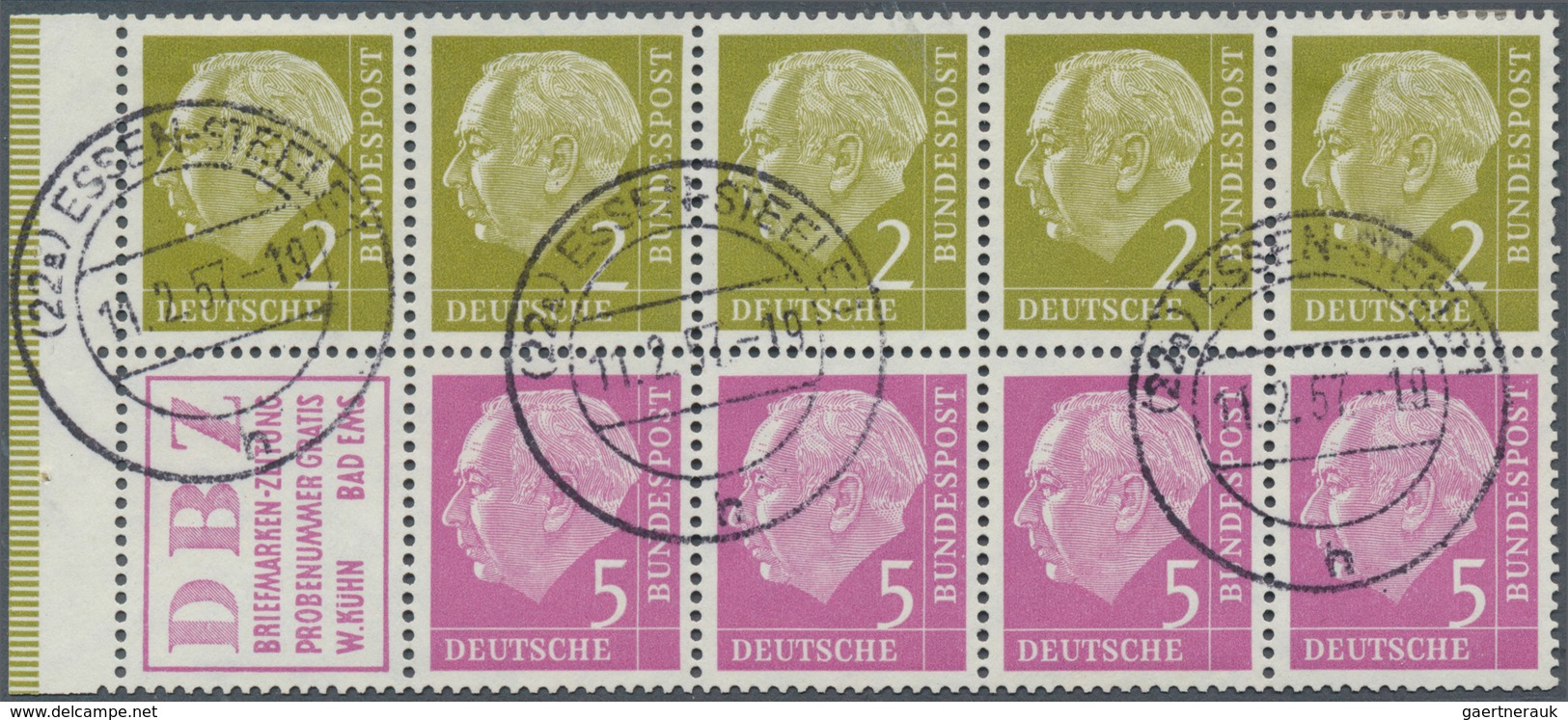 20940 Bundesrepublik - Zusammendrucke: 1957, Heuss HBl Komplett Mit Rand, Tadellos Gestempelt. - Se-Tenant
