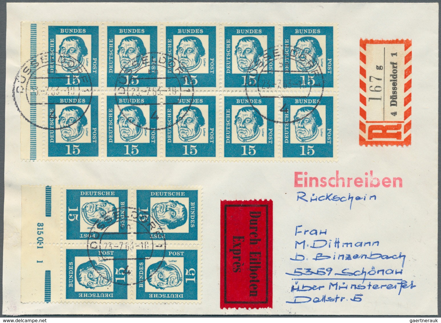 20942 Bundesrepublik - Zusammendrucke: 1963, 10 X 15 Pf Luther Komplettes Heftchenblatt Zusammen Mit 2 Waa - Zusammendrucke