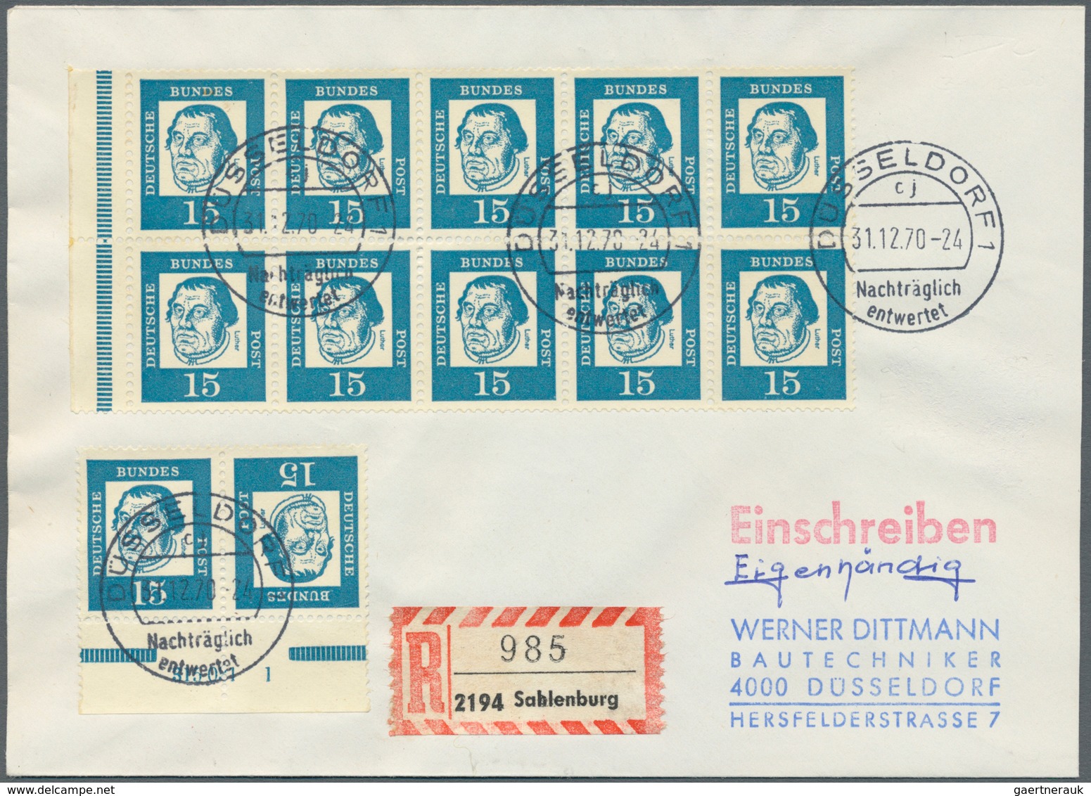 20943 Bundesrepublik - Zusammendrucke: 1963, 10 X 15 Pf Luther Komplettes Heftchenblatt Zusammen Mit Waage - Se-Tenant