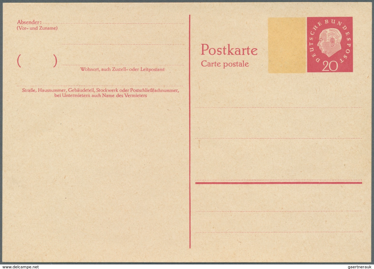20948 Bundesrepublik - Ganzsachen: 1960, 10 Pfg. Heuss Medaillon Mit Floureszenz-Beidruck 15:22 Mm, Ungebr - Other & Unclassified