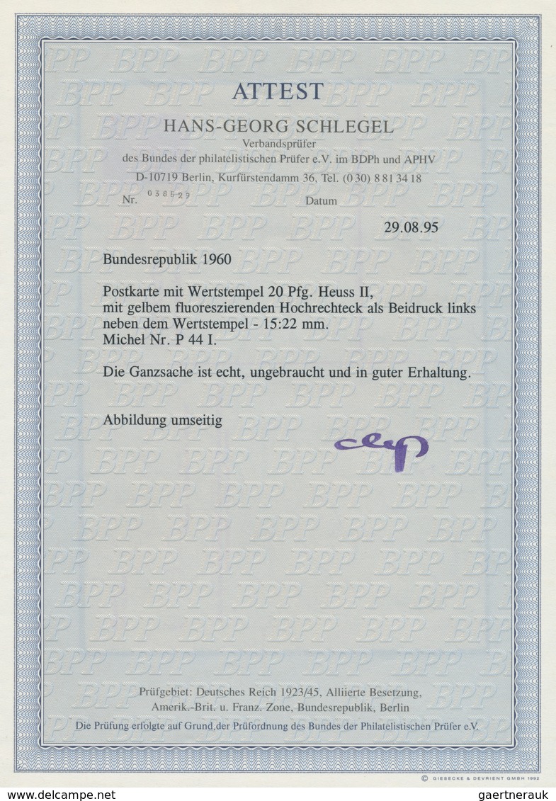 20948 Bundesrepublik - Ganzsachen: 1960, 10 Pfg. Heuss Medaillon Mit Floureszenz-Beidruck 15:22 Mm, Ungebr - Sonstige & Ohne Zuordnung