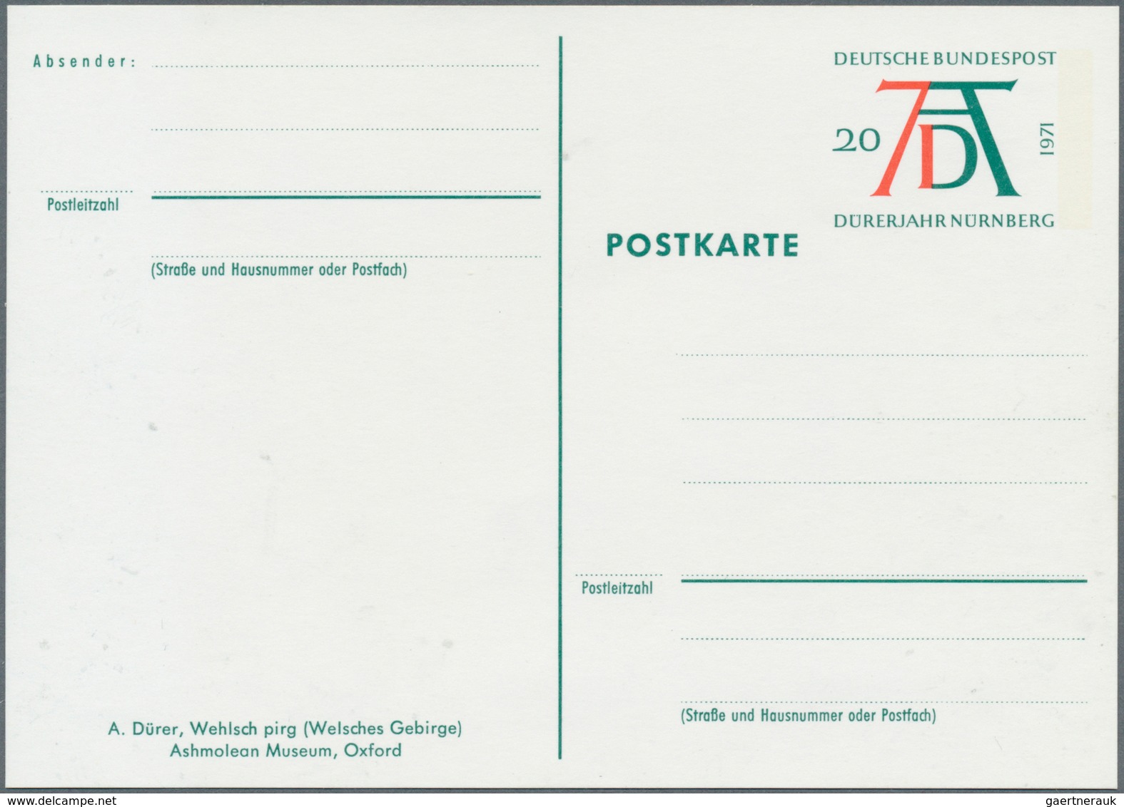 20951 Bundesrepublik - Ganzsachen: 1971. Sonderpostkarte Zum DÜRER-Jahr, Vorderseitig Bildbeschreibung Von - Other & Unclassified