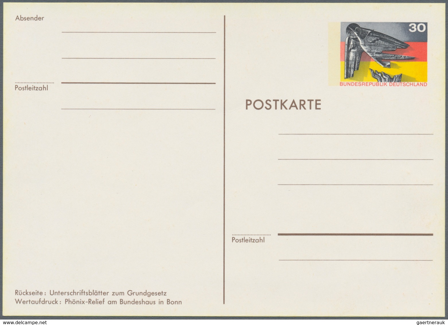 20952 Bundesrepublik - Ganzsachen: 1974, "25 Jahre Bundesrepublik", Ganzsachenkarte Mit Sonderwert-Stempel - Sonstige & Ohne Zuordnung