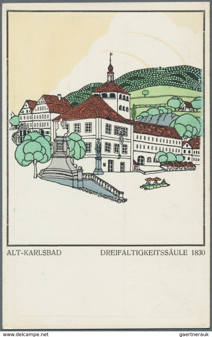 21028 Ansichtskarten: Künstler / Artists: WIENER WERKSTÄTTE, WW 209 Karl Schwetz "Alt-Karlsbad, Dreifaltig - Unclassified